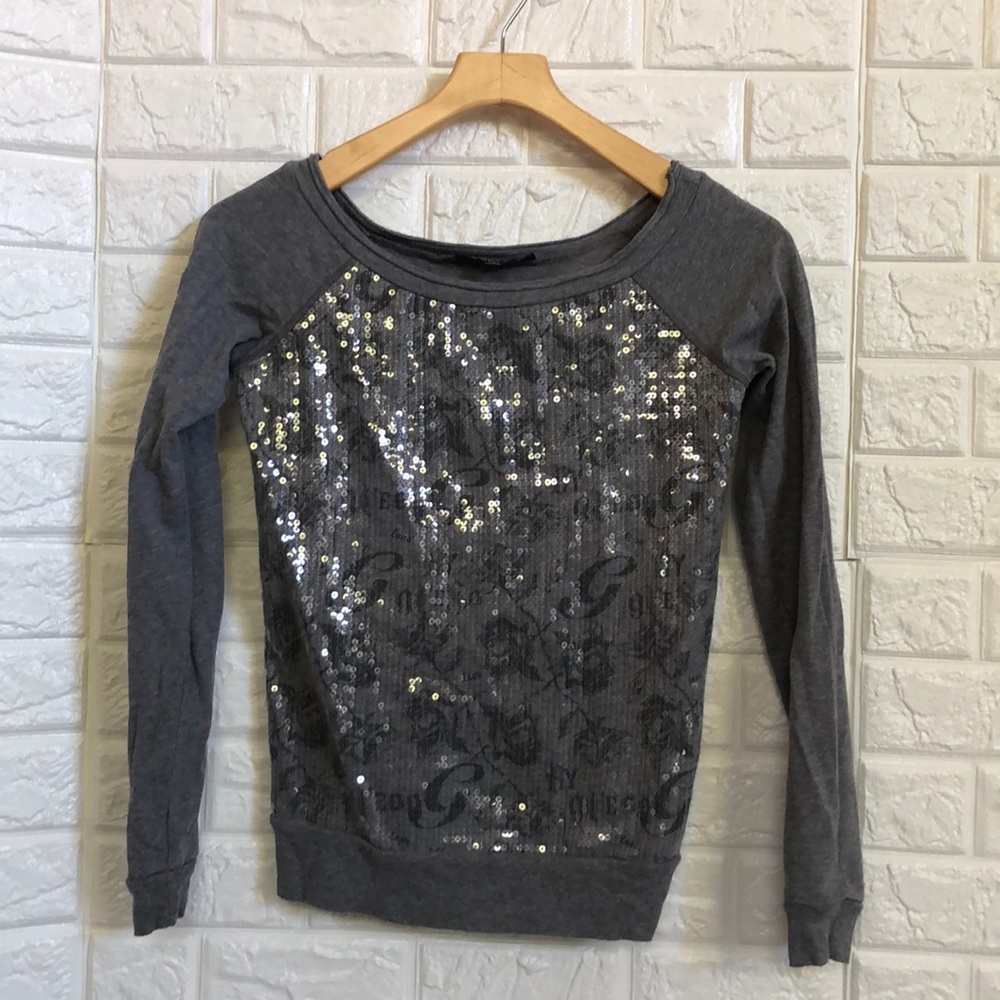 G by‎ Guess sequin long sleeve tee
